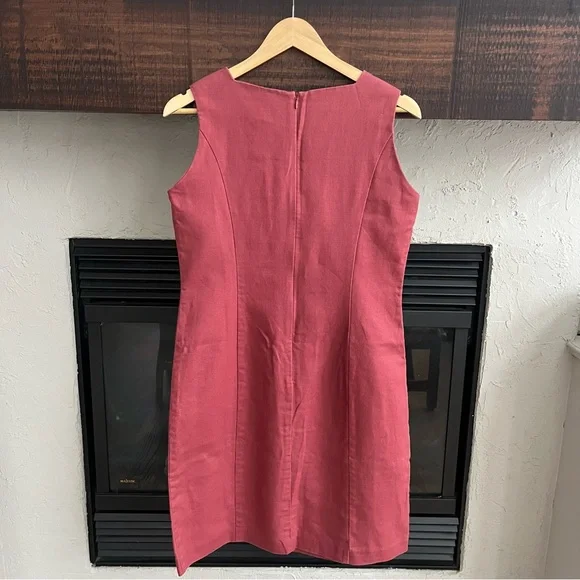 Van Heusen Cotton Linen Shift Dress Dusty Rose Preppy Coastal Minimal Size 8 - Picture 6 of 7